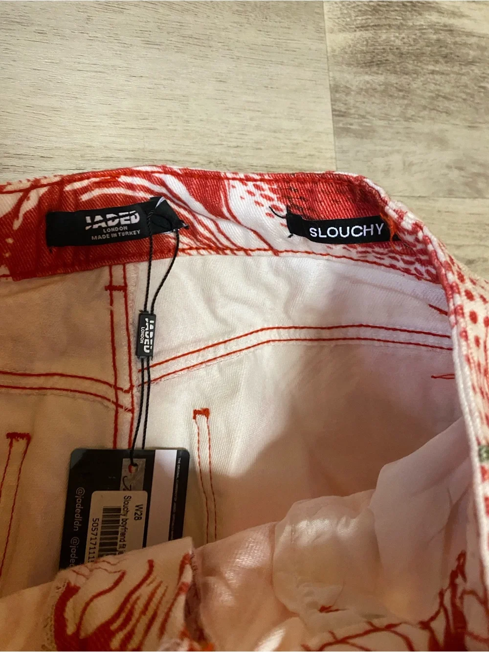 Jaded London Red Cherry Print Slouchy Boyfriend Jeans- NWT